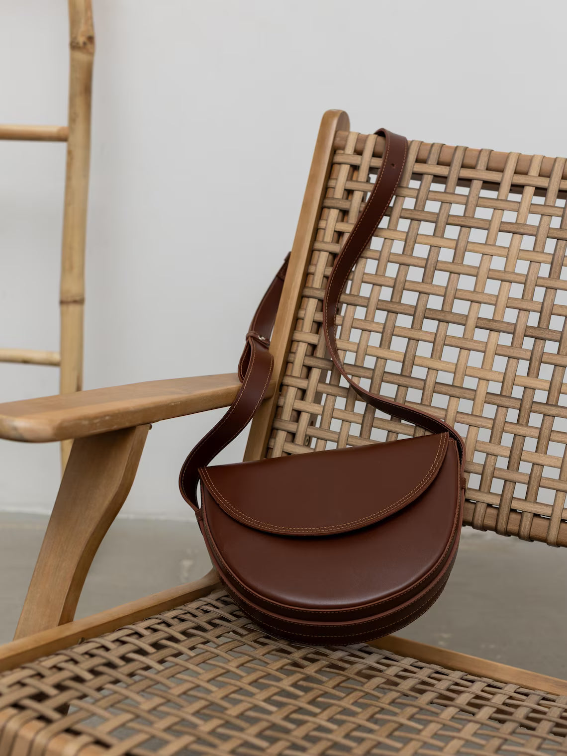 Smooth Dark Brown Leather Mini Saddle Crossbody Bag