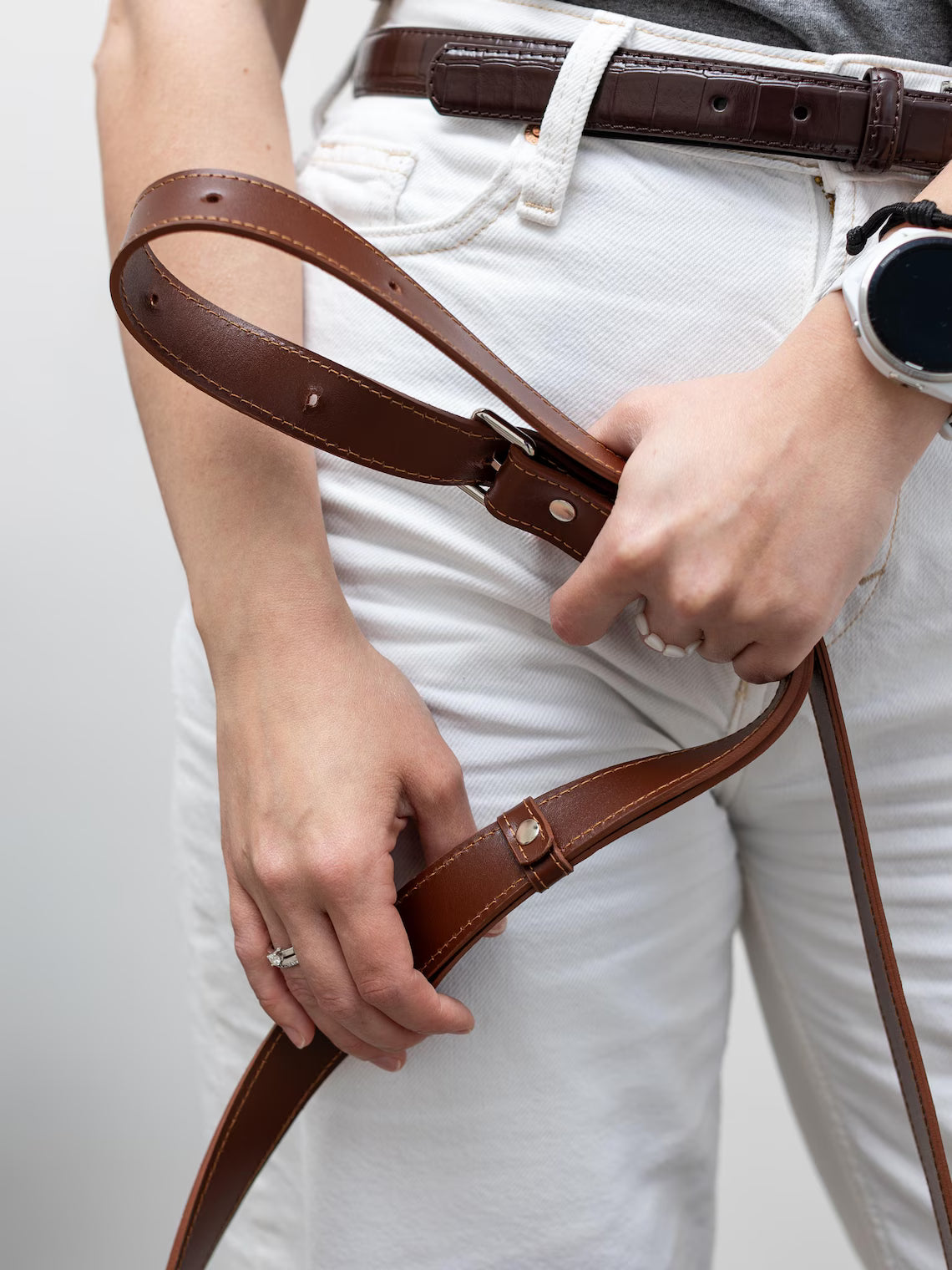 Smooth Dark Brown Leather Mini Saddle Crossbody Bag