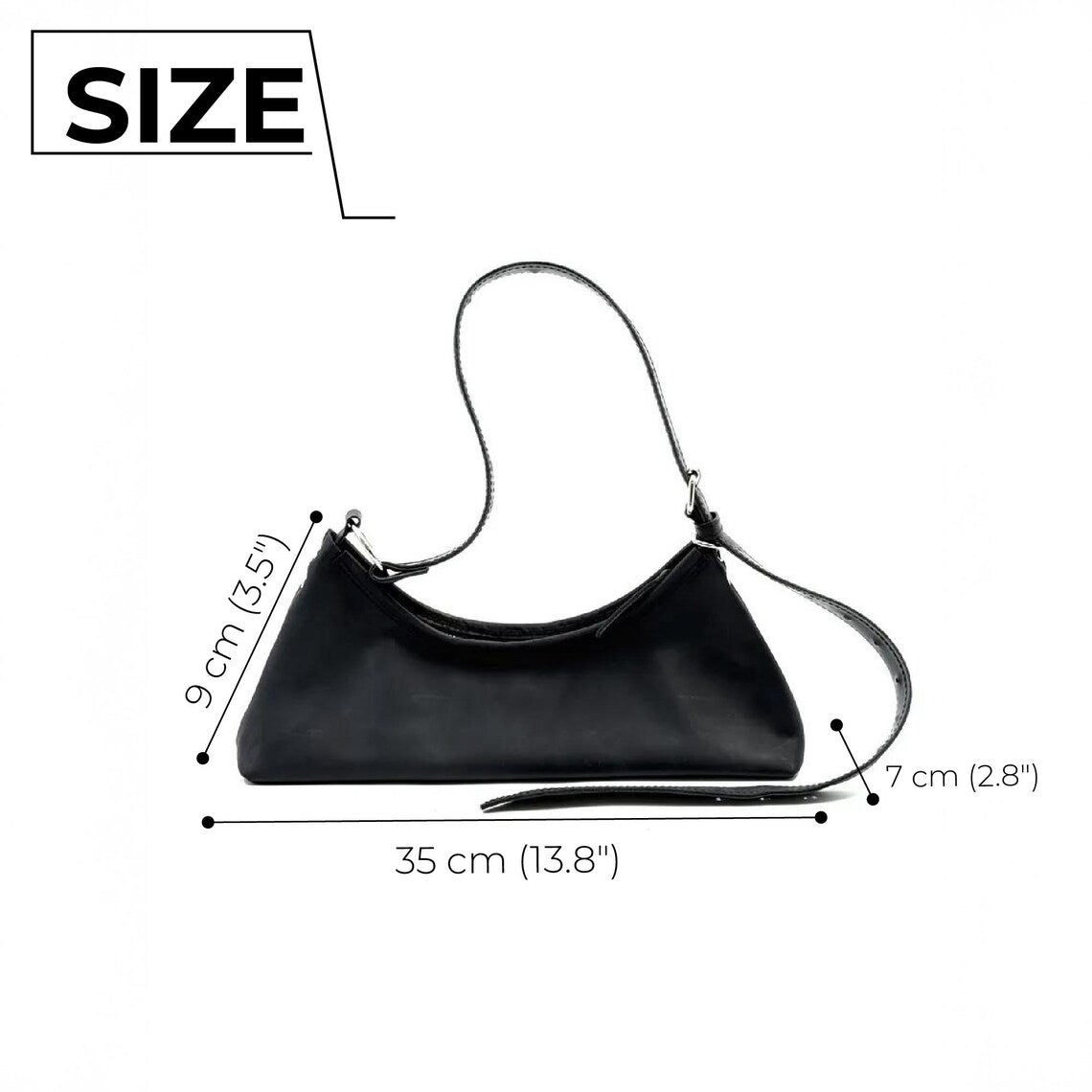 Burgundy Smooth Leather Slim Curved Shoulder Bag