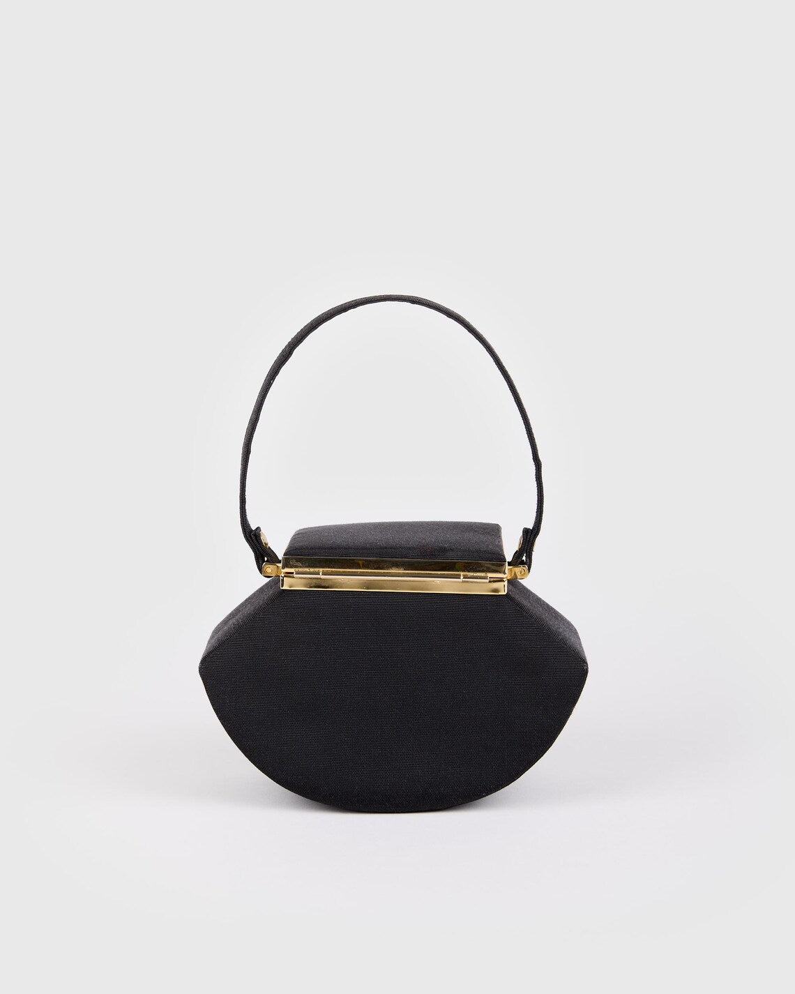 Black Satin Rhinestone Clasp Octagonal Evening Mini Handbag