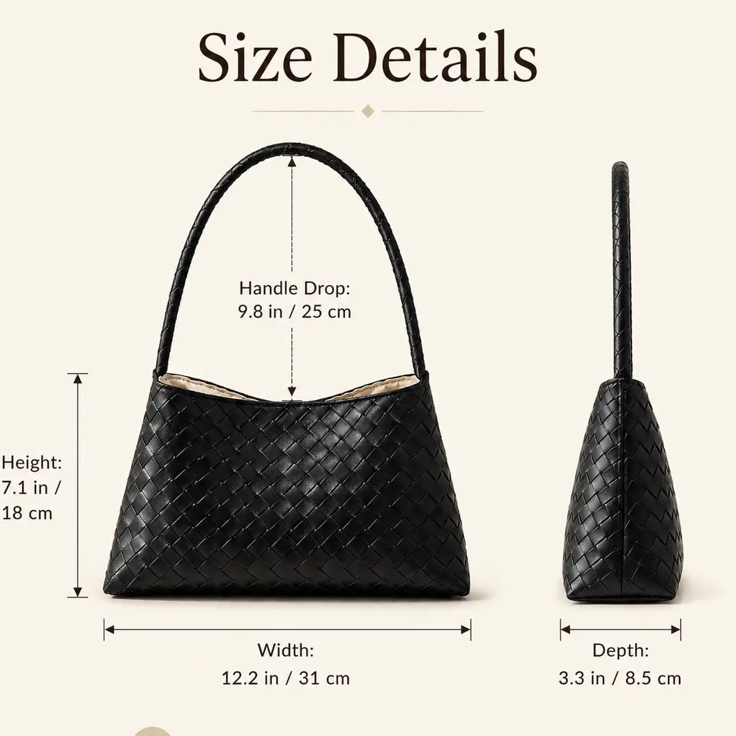 Hand Woven PU Leather Minimalist Underarm Shoulder Bag