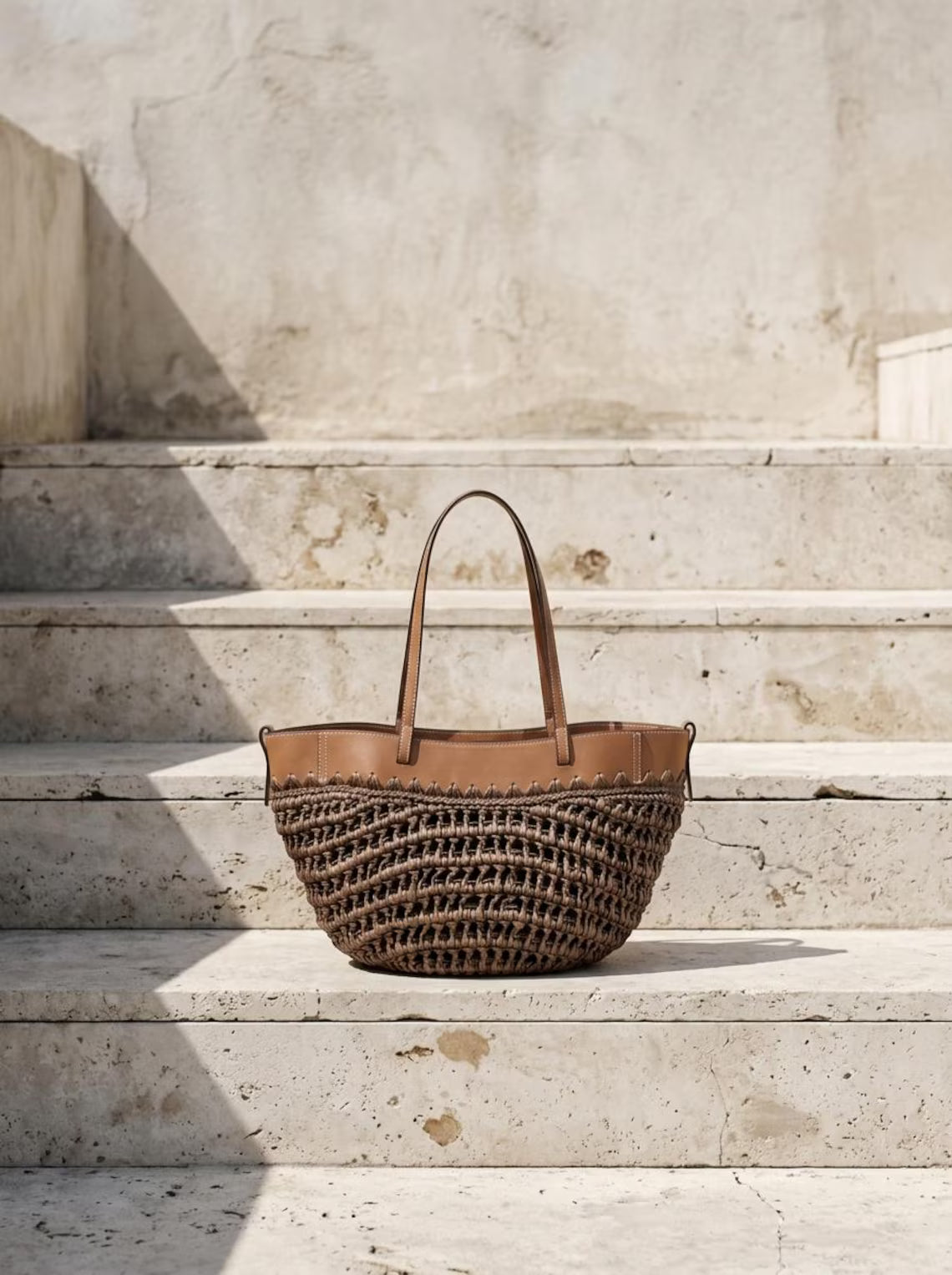 Crochet Straw Tote Bag