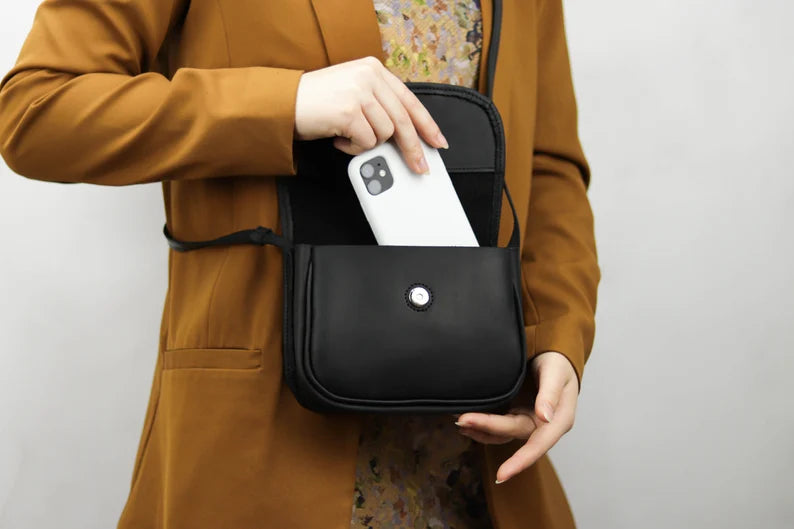 Leather Flap Crossbody Shoulder Bag