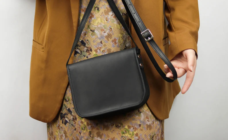 Leather Flap Crossbody Shoulder Bag