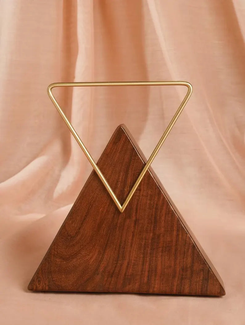 Geometric Triangle Wood & Brass Decorative Photo Frame
