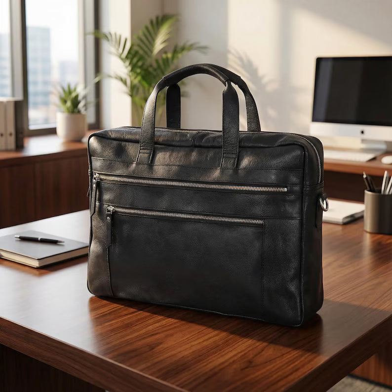 Genuine Leather Satchel Briefcase