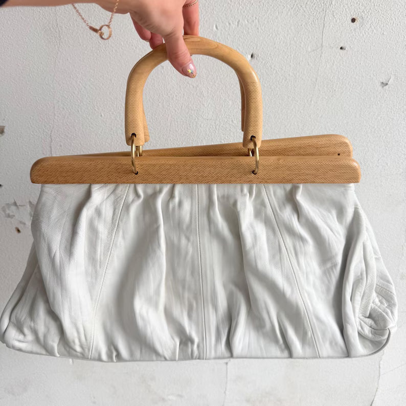 Vintage Pleated Leather Frame Bag