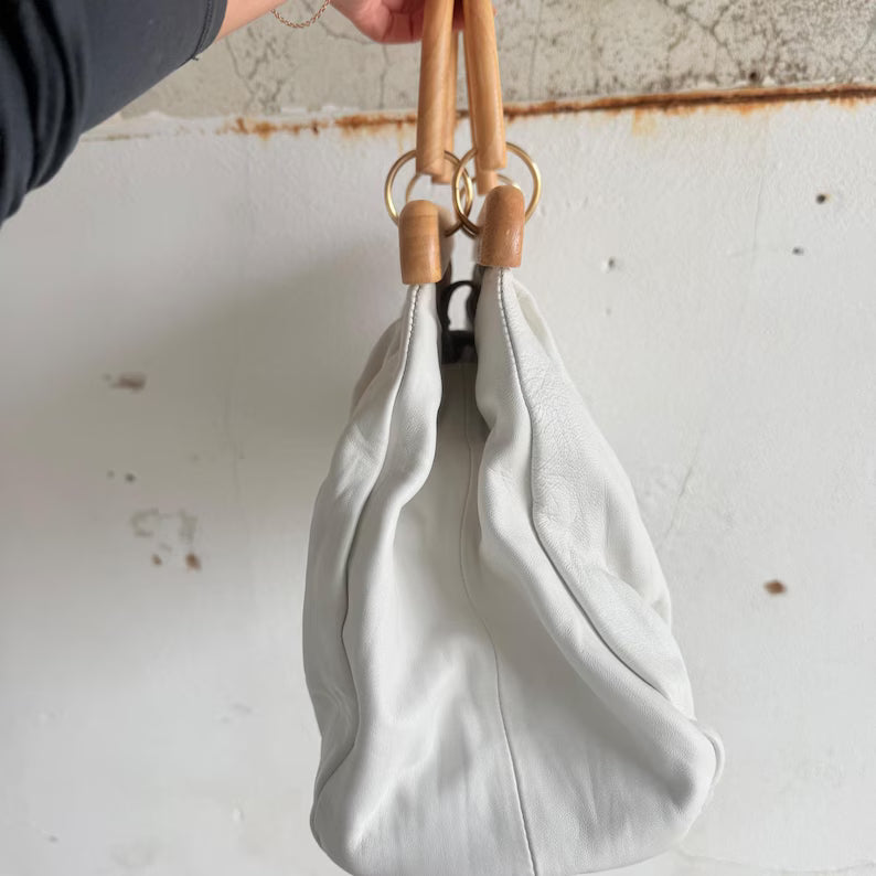 Vintage Pleated Leather Frame Bag